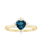 Rosec Jewels-1 CT Heart Shape London Blue Topaz Ring with Diamond Accent