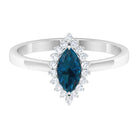 Rosec Jewels-1 CT Marquise Cut London Blue Topaz Ring with Diamond Halo