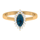 Rosec Jewels-1 CT Marquise Cut London Blue Topaz Ring with Diamond Halo