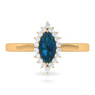 Rosec Jewels-1 CT Marquise Cut London Blue Topaz Ring with Diamond Halo