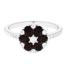 Rosec Jewels-1.5 CT Garnet and Diamond Flower Cluster Engagement Ring