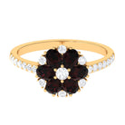 Rosec Jewels-1.5 CT Garnet and Diamond Flower Cluster Engagement Ring