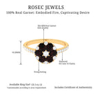 Rosec Jewels-1.5 CT Garnet and Diamond Flower Cluster Engagement Ring