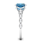 Rosec Jewels-Cushion Cut London Blue Topaz Engagement Ring with Diamond