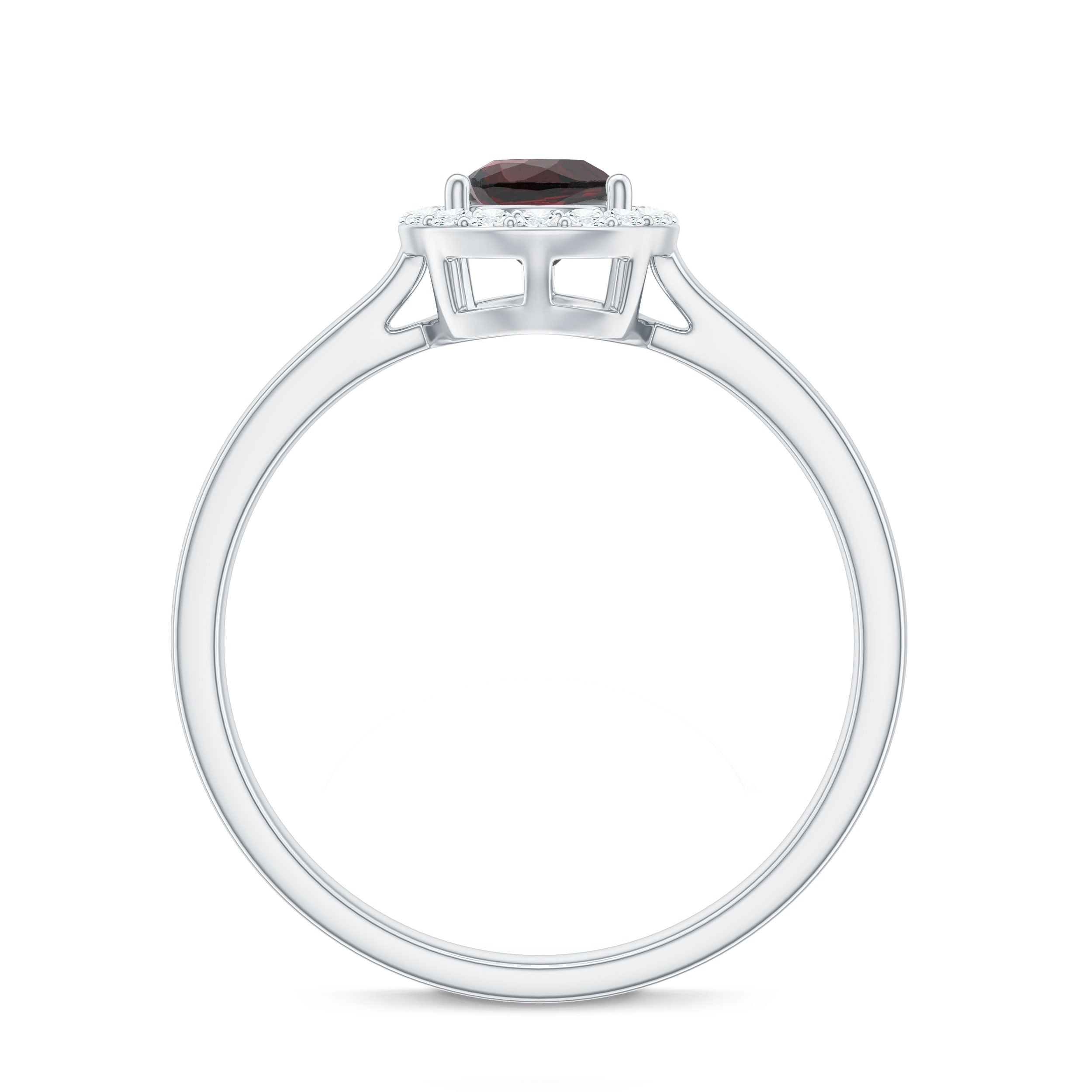 Rosec Jewels-1.25 CT Pear Shape Garnet Ring with Diamond Halo