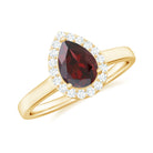 Rosec Jewels-1.25 CT Pear Shape Garnet Ring with Diamond Halo