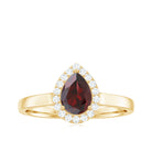 Rosec Jewels-1.25 CT Pear Shape Garnet Ring with Diamond Halo