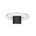 Rosec Jewels-Lab Created Black Diamond Solitaire Ring with Moissanite