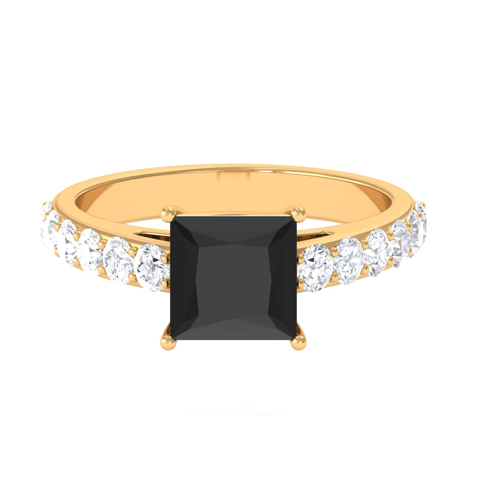 Rosec Jewels-Lab Created Black Diamond Solitaire Ring with Moissanite