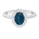 Rosec Jewels-Oval Cut London Blue Topaz with Diamond Halo Ring