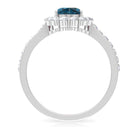 Rosec Jewels-Oval Cut London Blue Topaz with Diamond Halo Ring