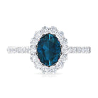 Rosec Jewels-Oval Cut London Blue Topaz with Diamond Halo Ring