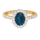 Rosec Jewels-Oval Cut London Blue Topaz with Diamond Halo Ring