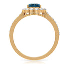 Rosec Jewels-Oval Cut London Blue Topaz with Diamond Halo Ring