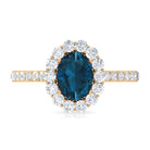 Rosec Jewels-Oval Cut London Blue Topaz with Diamond Halo Ring