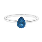 1 CT Pear Shaped London Blue Topaz Solitaire and Simple Gold Ring London Blue Topaz - ( AAA ) - Quality - Rosec Jewels