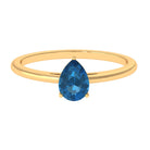 1 CT Pear Shaped London Blue Topaz Solitaire and Simple Gold Ring London Blue Topaz - ( AAA ) - Quality - Rosec Jewels