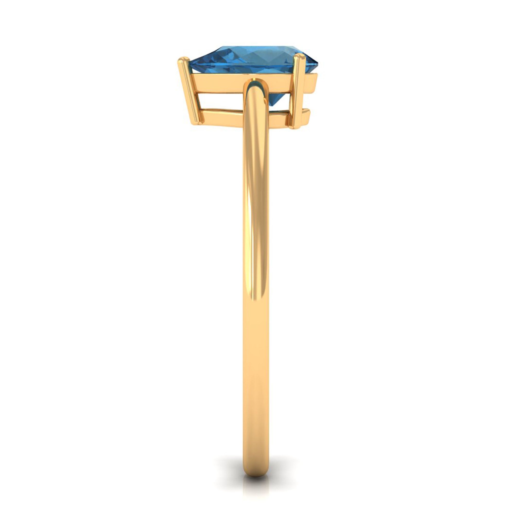 1 CT Pear Shaped London Blue Topaz Solitaire and Simple Gold Ring London Blue Topaz - ( AAA ) - Quality - Rosec Jewels