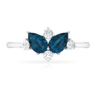 Rosec Jewels-2 CT Pear Shape London Blue Topaz and Diamond Cluster Promise Ring