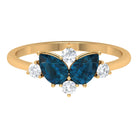 Rosec Jewels-2 CT Pear Shape London Blue Topaz and Diamond Cluster Promise Ring