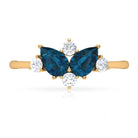 Rosec Jewels-2 CT Pear Shape London Blue Topaz and Diamond Cluster Promise Ring