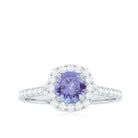 Rosec Jewels-1.5 CT Round Shape Tanzanite and Diamond Floating Halo Designer Ring