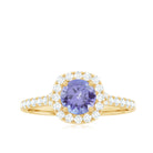 Rosec Jewels-1.5 CT Round Shape Tanzanite and Diamond Floating Halo Designer Ring