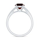 Rosec Jewels-Split Shank Garnet Solitaire Engagement Ring with Diamond