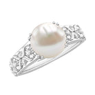 Rosec Jewels-7.5 CT Freshwater Pearl Solitaire with Diamond Engagement Ring