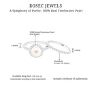 Rosec Jewels-Freshwater Pearl and Moissanite Halo Wedding Ring Set in Gold