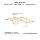 Rosec Jewels-Freshwater Pearl and Moissanite Halo Wedding Ring Set in Gold