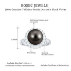 Rosec Jewels-Round Tahitian Pearl and Diamond Halo Engagement Ring