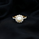 Rosec Jewels-Freshwater Pearl and Moissanite Halo Engagement Ring