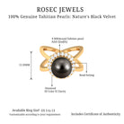 Split Shank Tahitian Pearl Solitaire with Diamond Halo Ring Tahitian pearl - ( AAA ) - Quality - Rosec Jewels