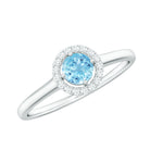 Rosec Jewels-1/4 CT Round Aquamarine and Diamond Halo Ring