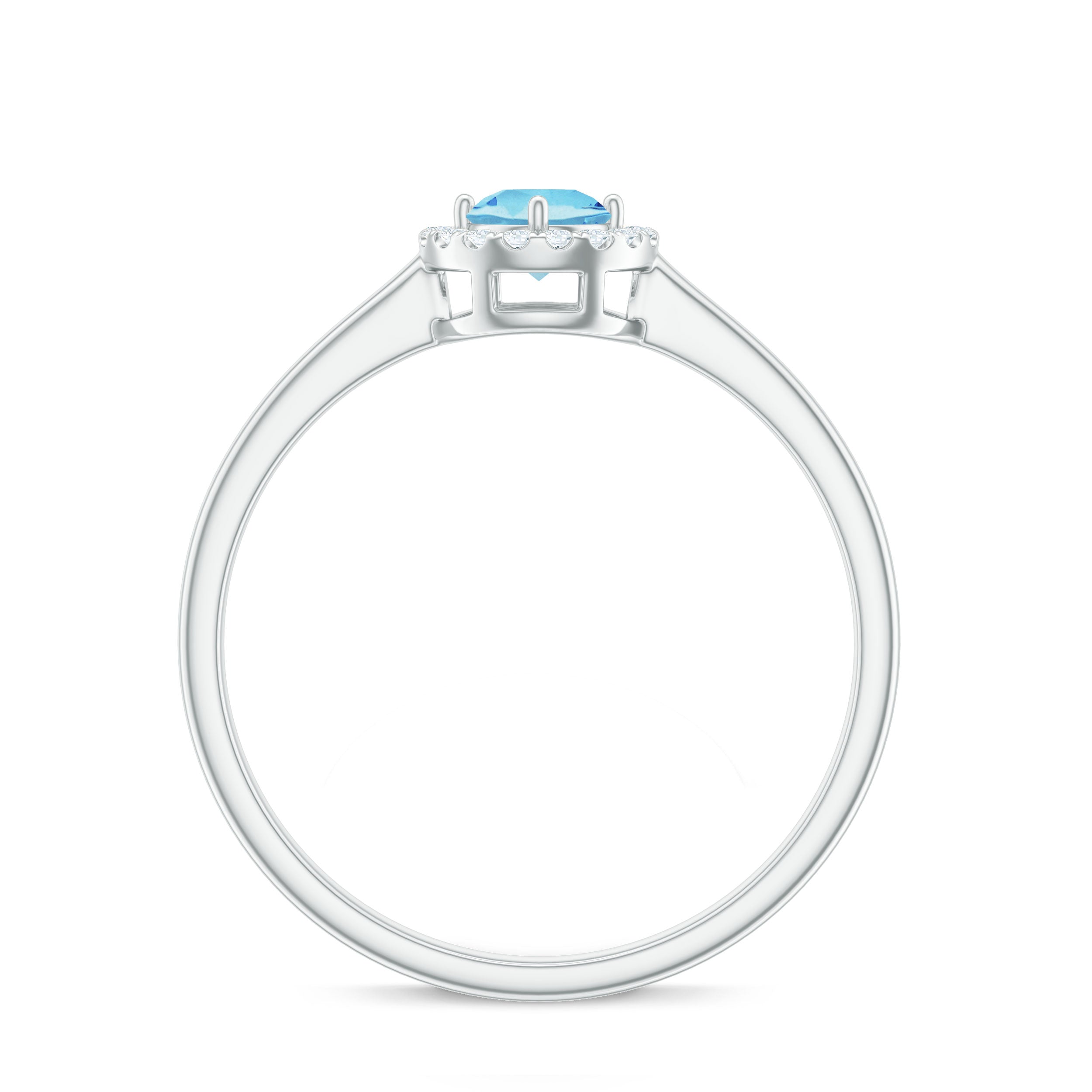 Rosec Jewels-1/4 CT Round Aquamarine and Diamond Halo Ring