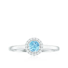 Rosec Jewels-1/4 CT Round Aquamarine and Diamond Halo Ring