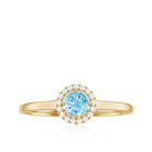 Rosec Jewels-1/4 CT Round Aquamarine and Diamond Halo Ring