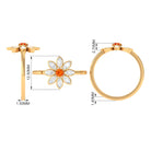 Orange Sapphire and Diamond Cocktail Flower Ring Orange Sapphire - ( AAA ) - Quality - Rosec Jewels