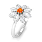 Orange Sapphire and Diamond Cocktail Flower Ring Orange Sapphire - ( AAA ) - Quality - Rosec Jewels