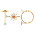 Orange Sapphire and Diamond Cocktail Flower Ring Orange Sapphire - ( AAA ) - Quality - Rosec Jewels