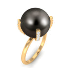 Rosec Jewels-Tahitian Pearl Solitaire Engagement Ring with Diamond