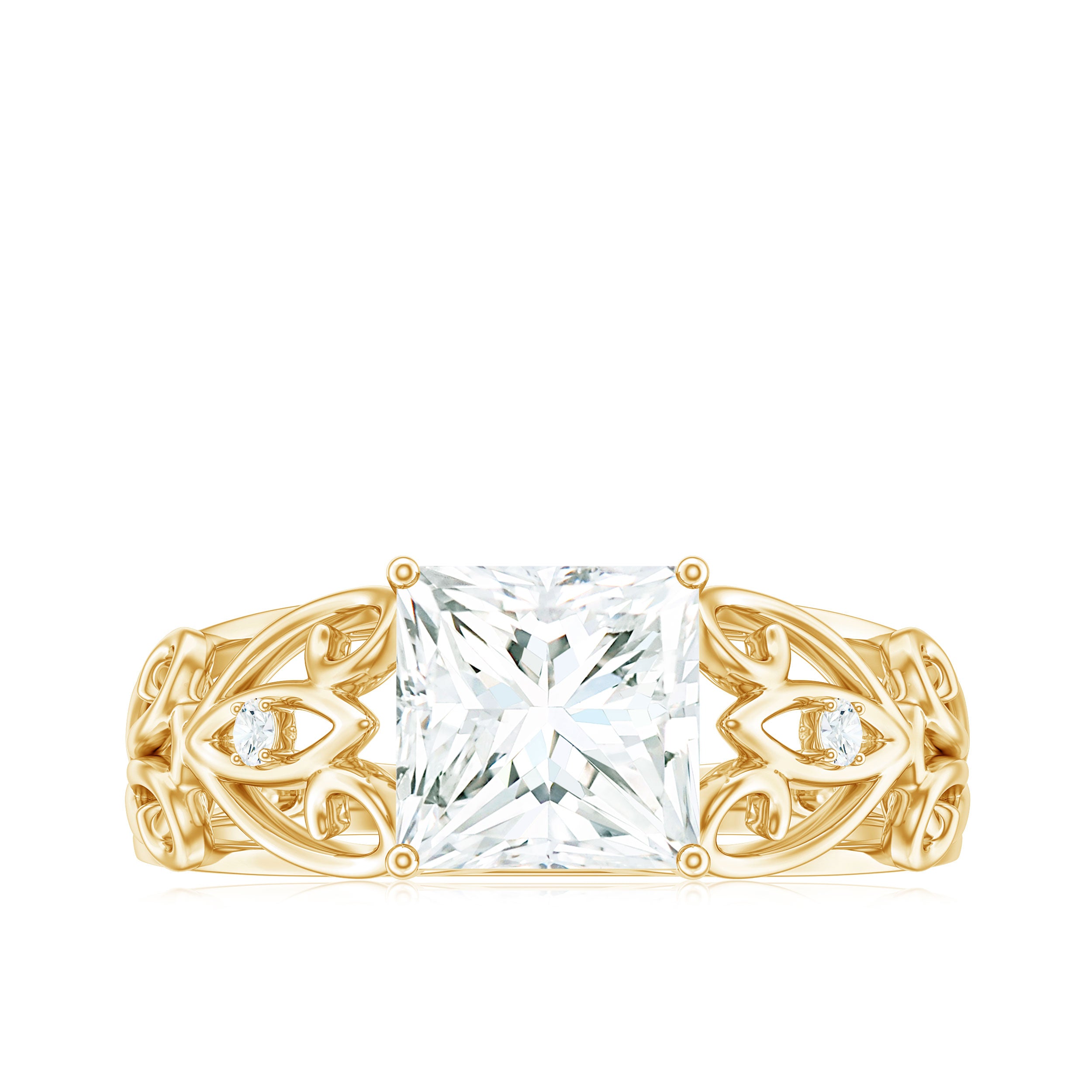 Rosec Jewels-Princess Cut Moissanite Solitaire Antique Style Ring in Gold