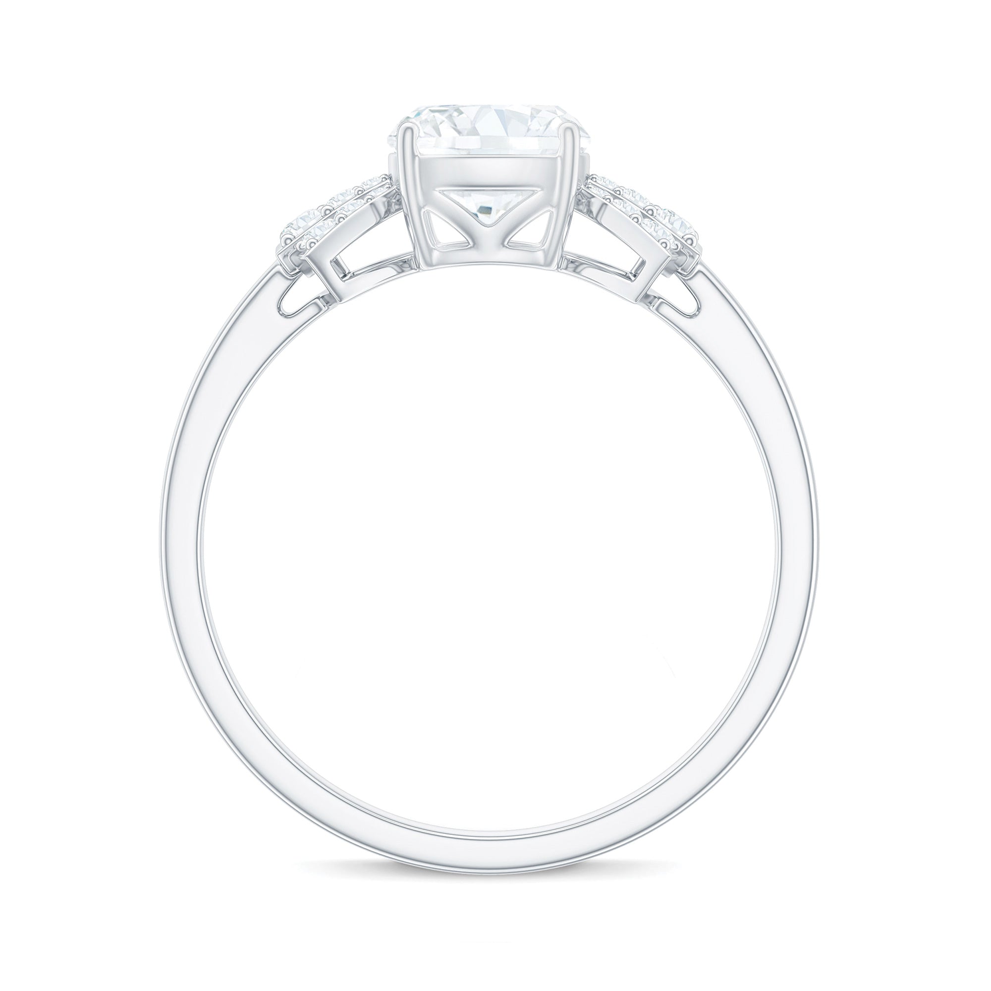 Rosec Jewels-Cushion Cut Moissanite Solitaire Designer Engagement Ring in Gold