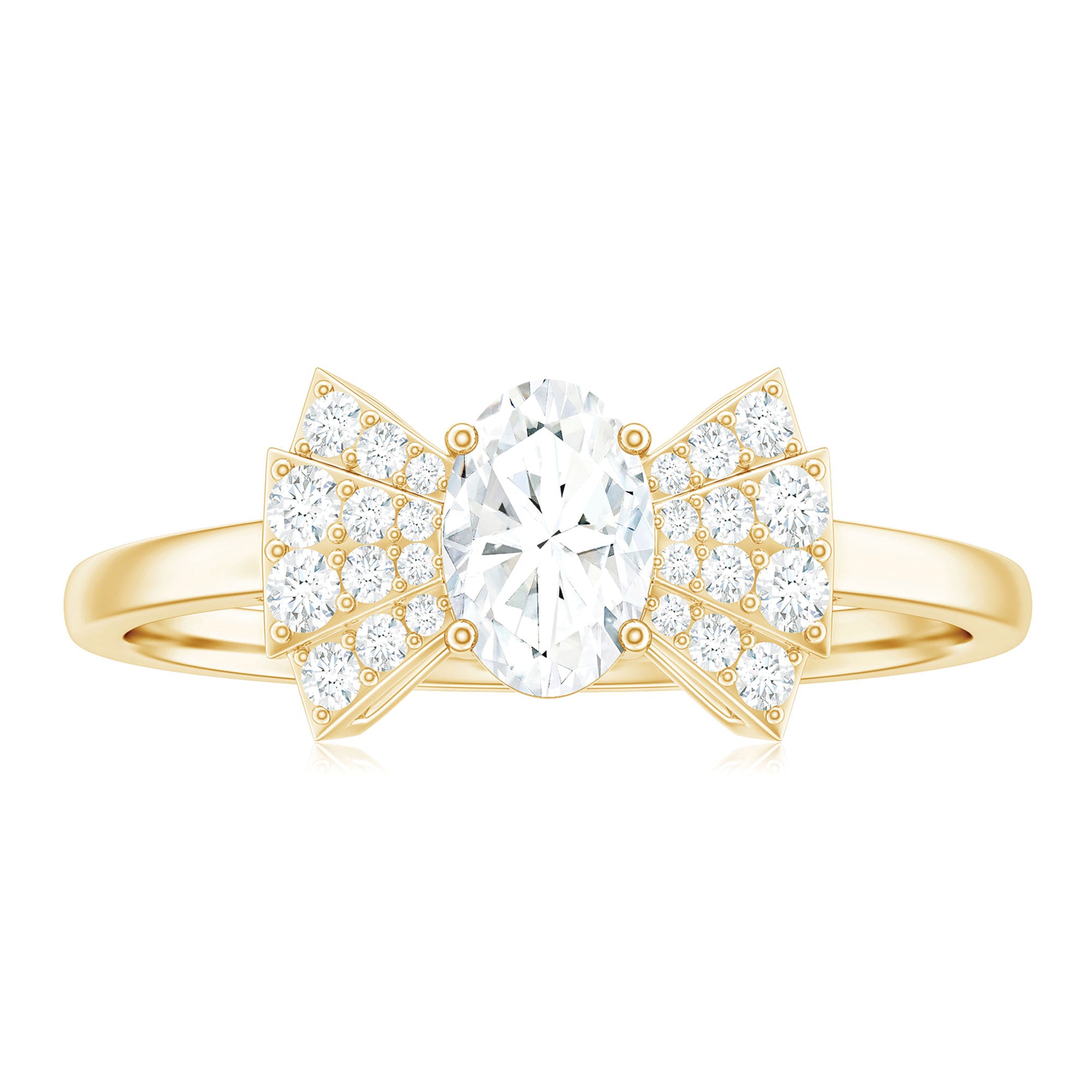 Rosec Jewels-Oval Cut Moissanite Solitaire Designer Engagement Ring in Gold