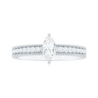 Rosec Jewels-Marquise Cut Moissanite Solitaire Engagement Ring with Gold Beaded