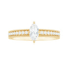 Rosec Jewels-Marquise Cut Moissanite Solitaire Engagement Ring with Gold Beaded