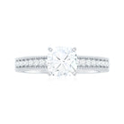 Rosec Jewels-Cushion Cut Moissanite Solitaire Engagement Ring with Gold Beaded