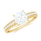 Rosec Jewels-Cushion Cut Moissanite Solitaire Engagement Ring with Gold Beaded