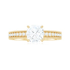 Rosec Jewels-Cushion Cut Moissanite Solitaire Engagement Ring with Gold Beaded